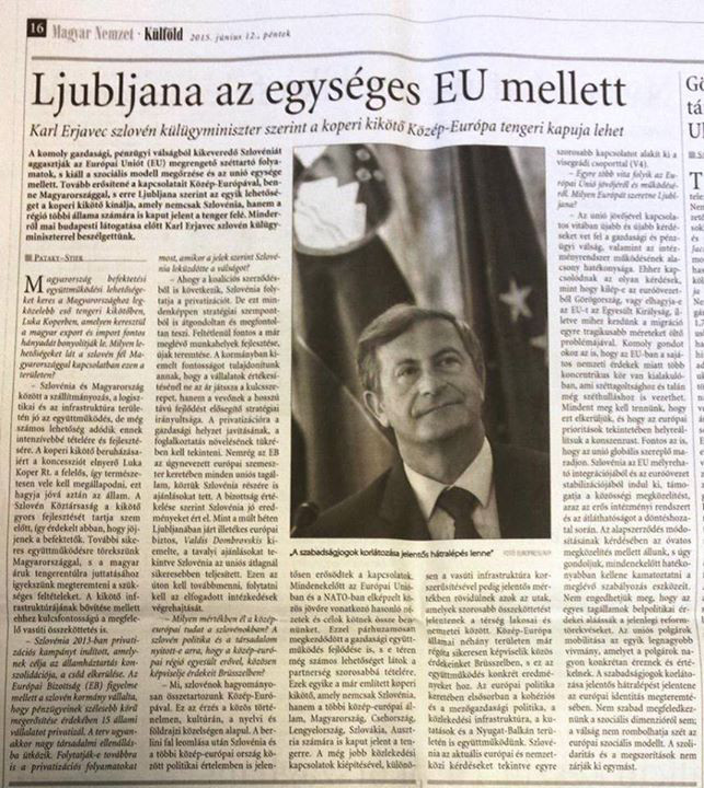 Karl Erjavec obisk na Madzarskem Budimpesta - 2